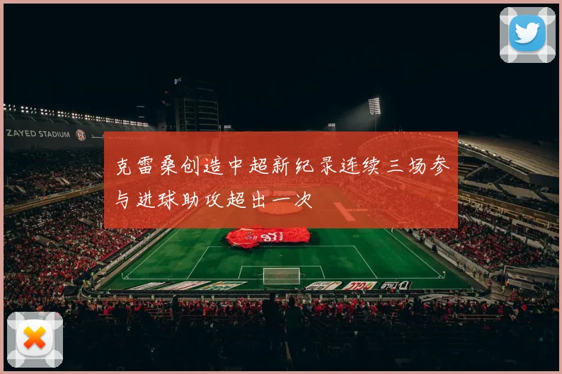 克雷桑创造中超新纪录连续三场参与进球助攻超出一次